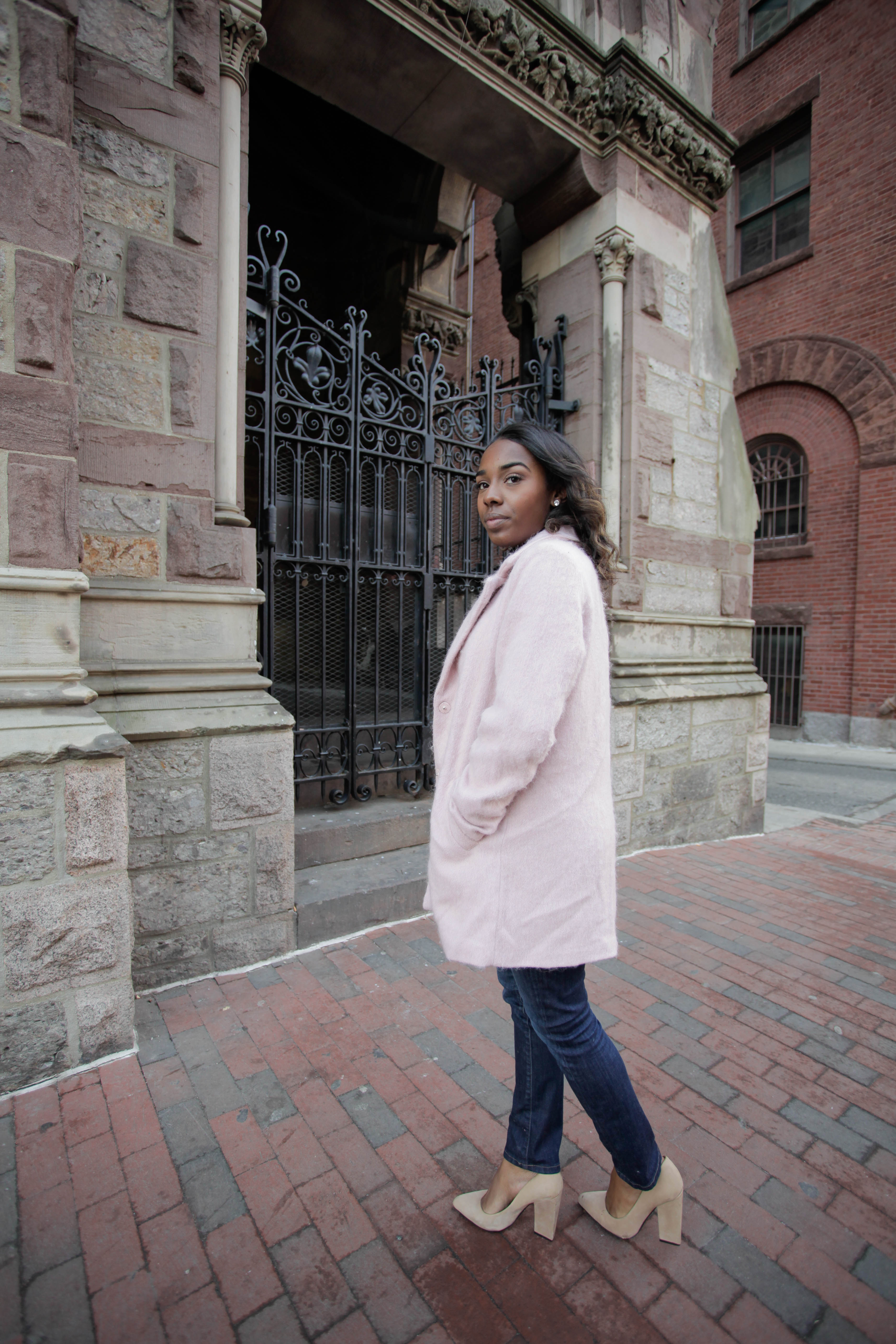 Baby pink sales coat outfit