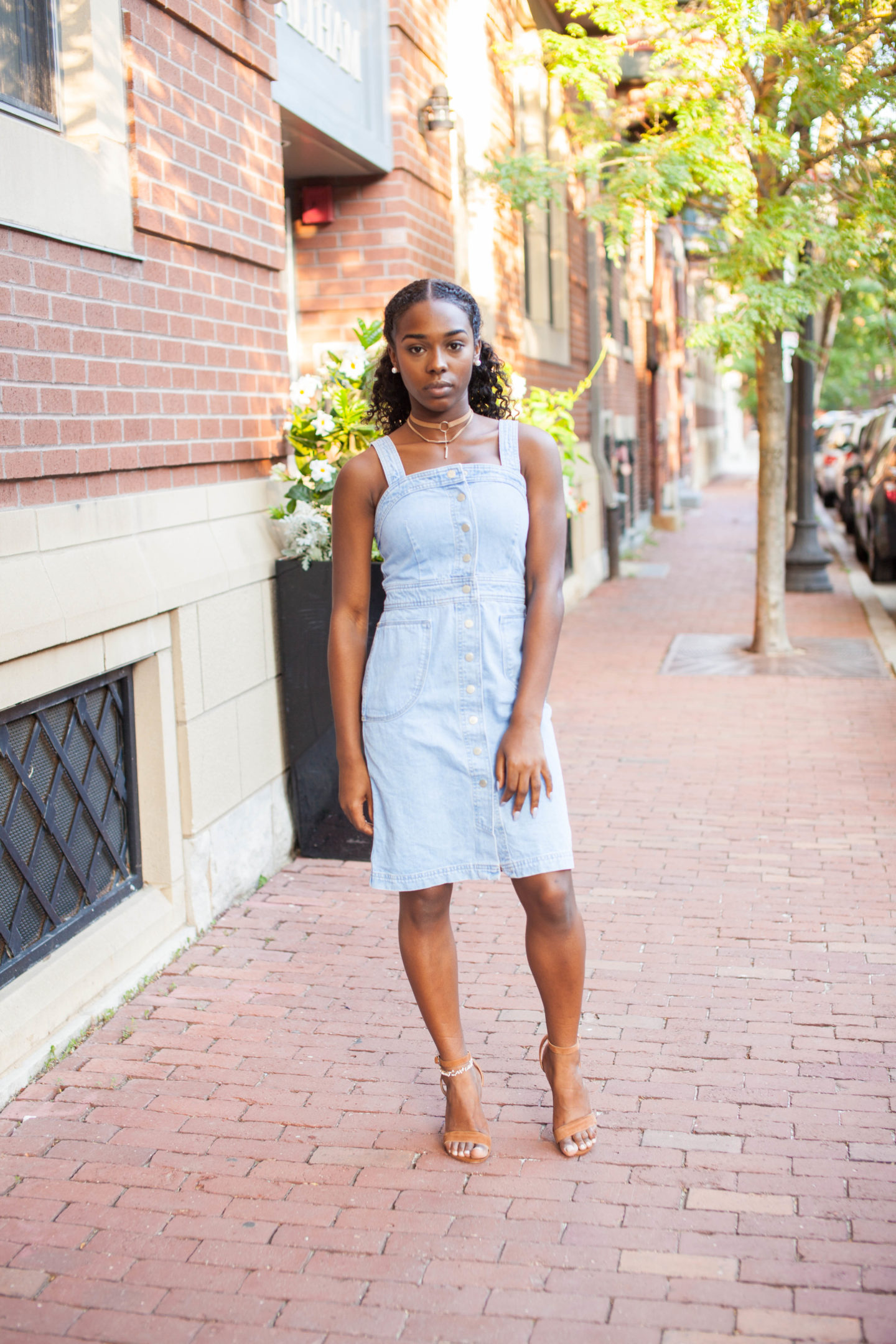 TOPSHOP Denim Pinafore Dress