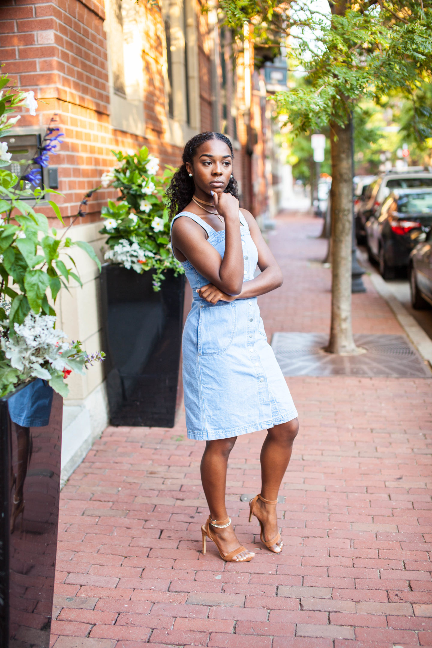 TOPSHOP Denim Pinafore Dress