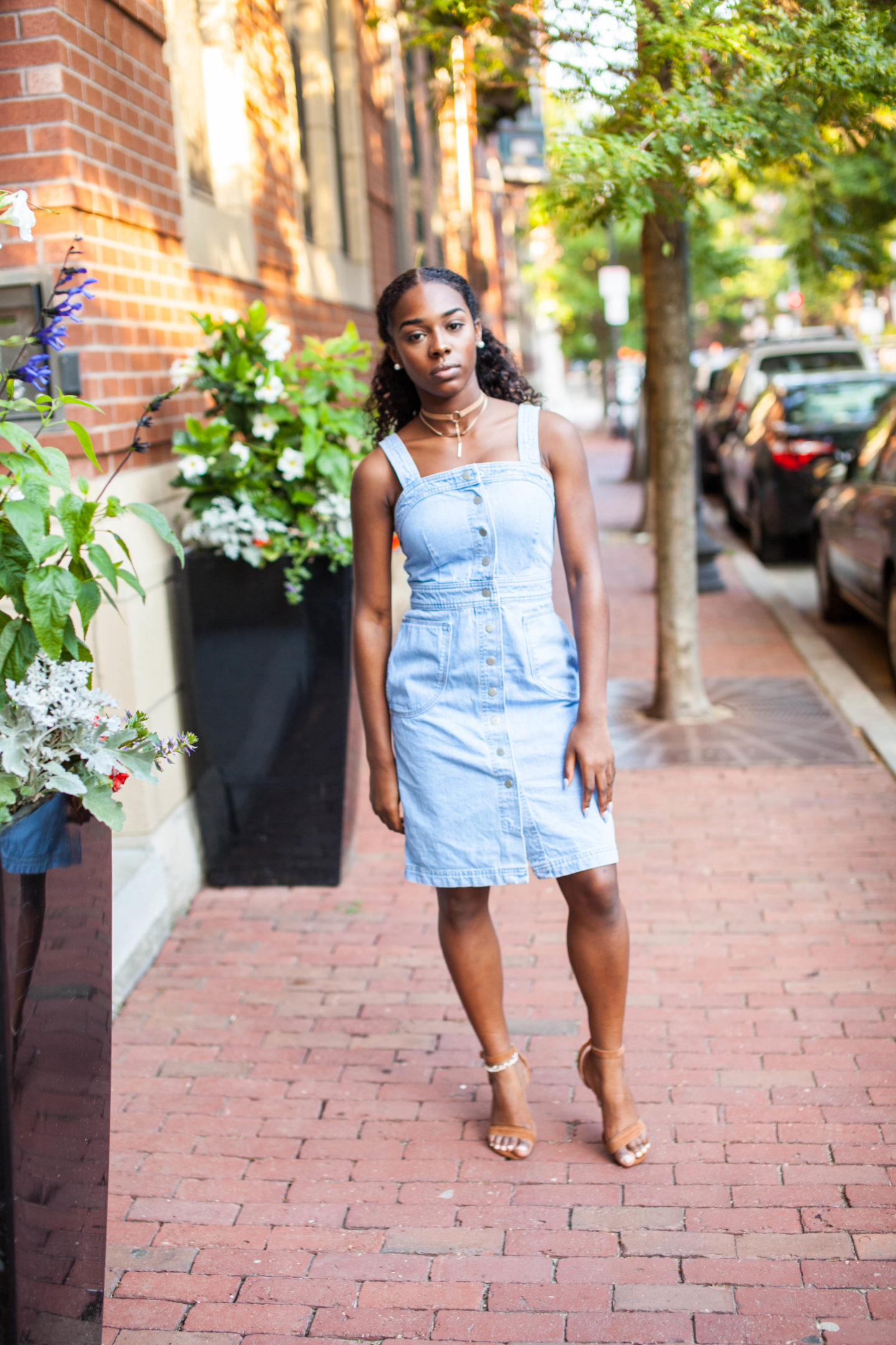 TOPSHOP Denim Pinafore Dress