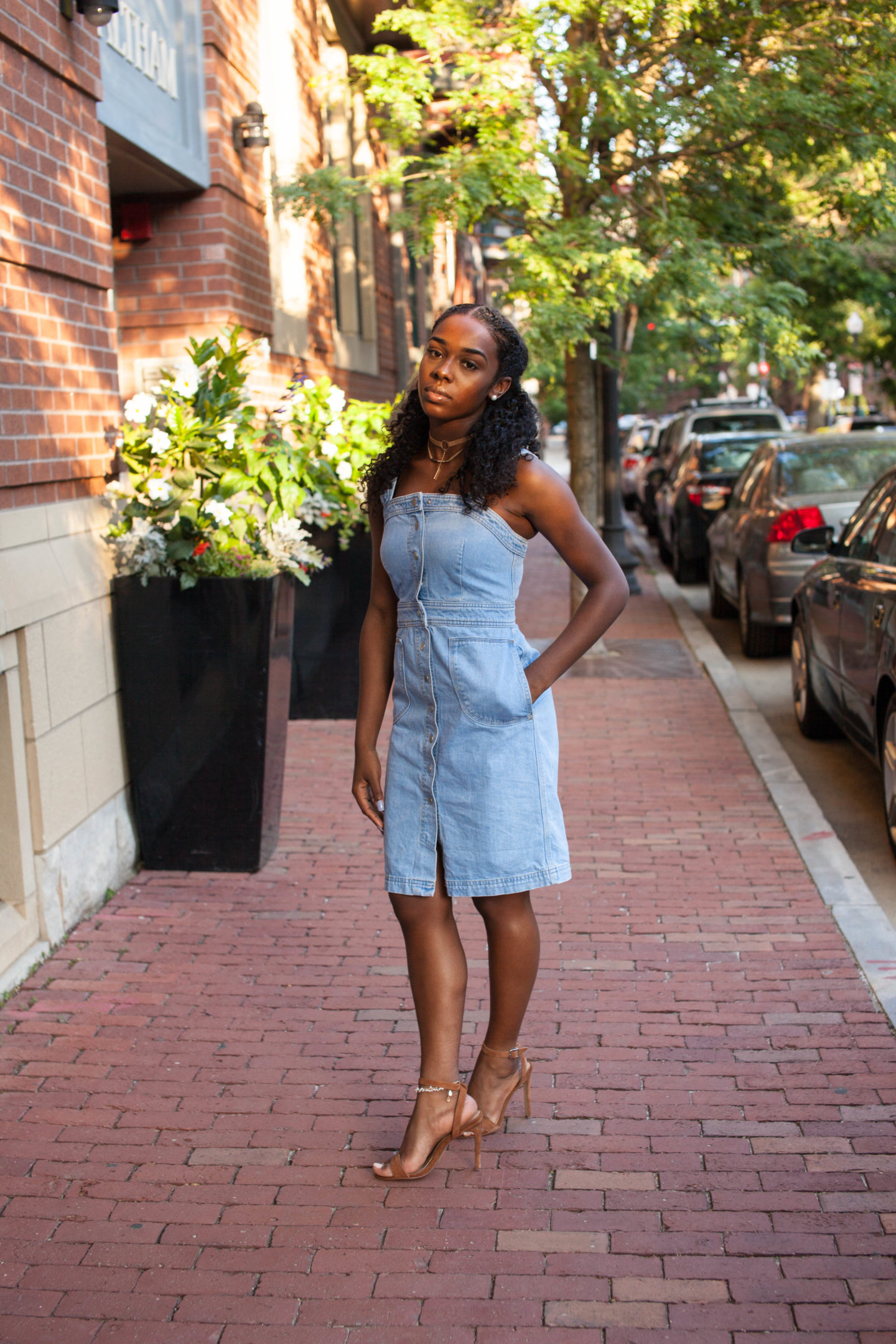 TOPSHOP Denim Pinafore Dress